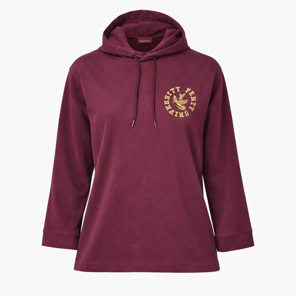 Puma X FENTY Back Lace Hoodie Large Oversized Burgundy Sweatshirt - Picture 4 of 8